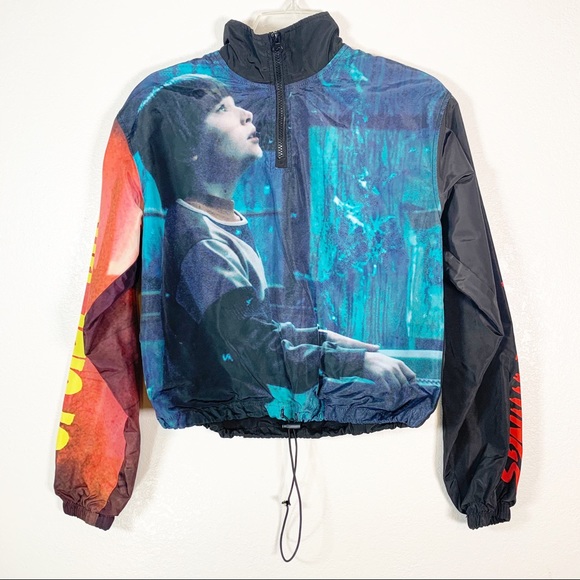 RARE STRANGER THINGS Crop Top Windbreaker Small - Picture 2 of 8